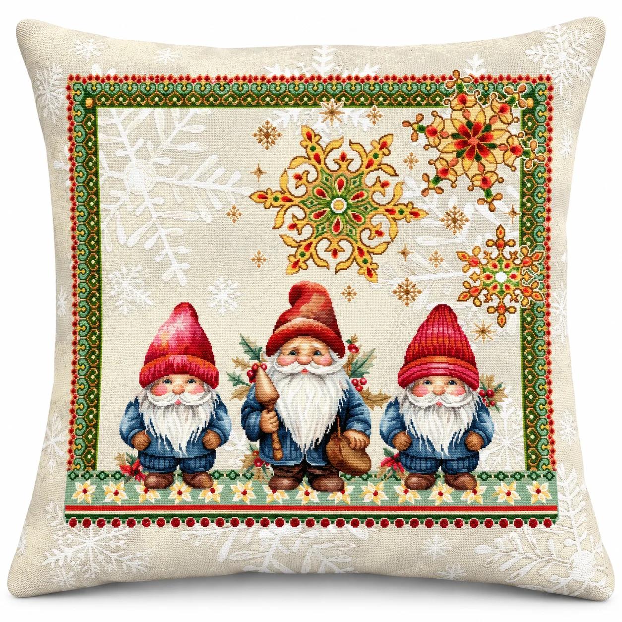 Жакардова декоративна калъфка "Три гномчета" 45х45 см