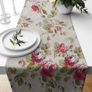 Ptextil - Тишлайфери Тишлайфер "Розови елегантни рози на бежов фон", в размер 40/140 см.