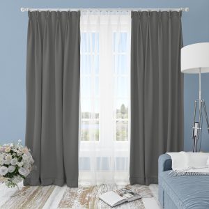 Готова завеса Блекаут Тъмно сиво, С перделък
