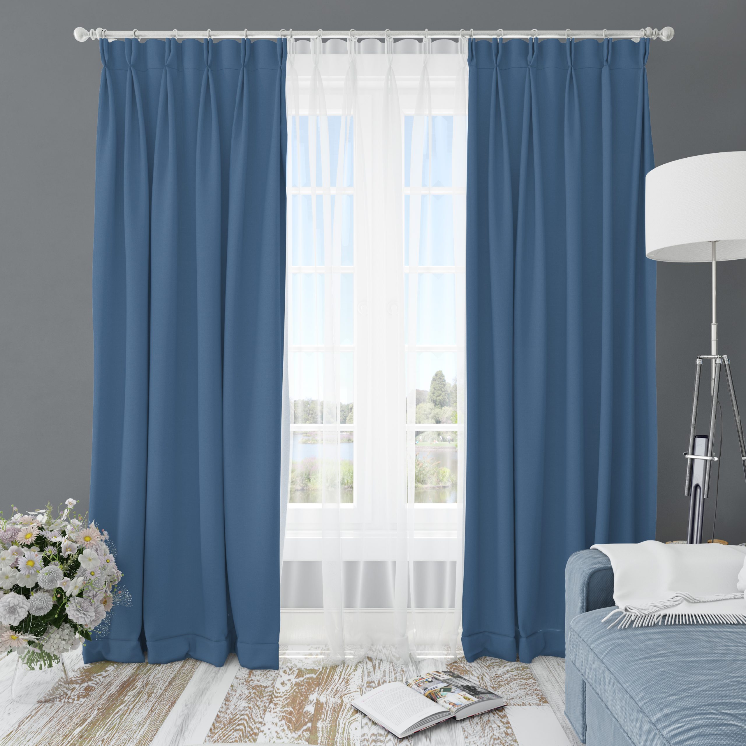 Ptextil - Готова завеса Блекаут Наситено синьо, С перделък Готова завеса Блекаут Наситено синьо, С перделък