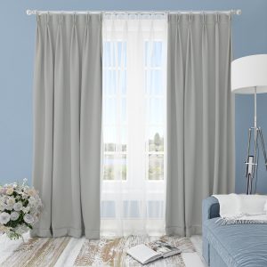 Готова завеса Блекаут Светло сиво, С перделък