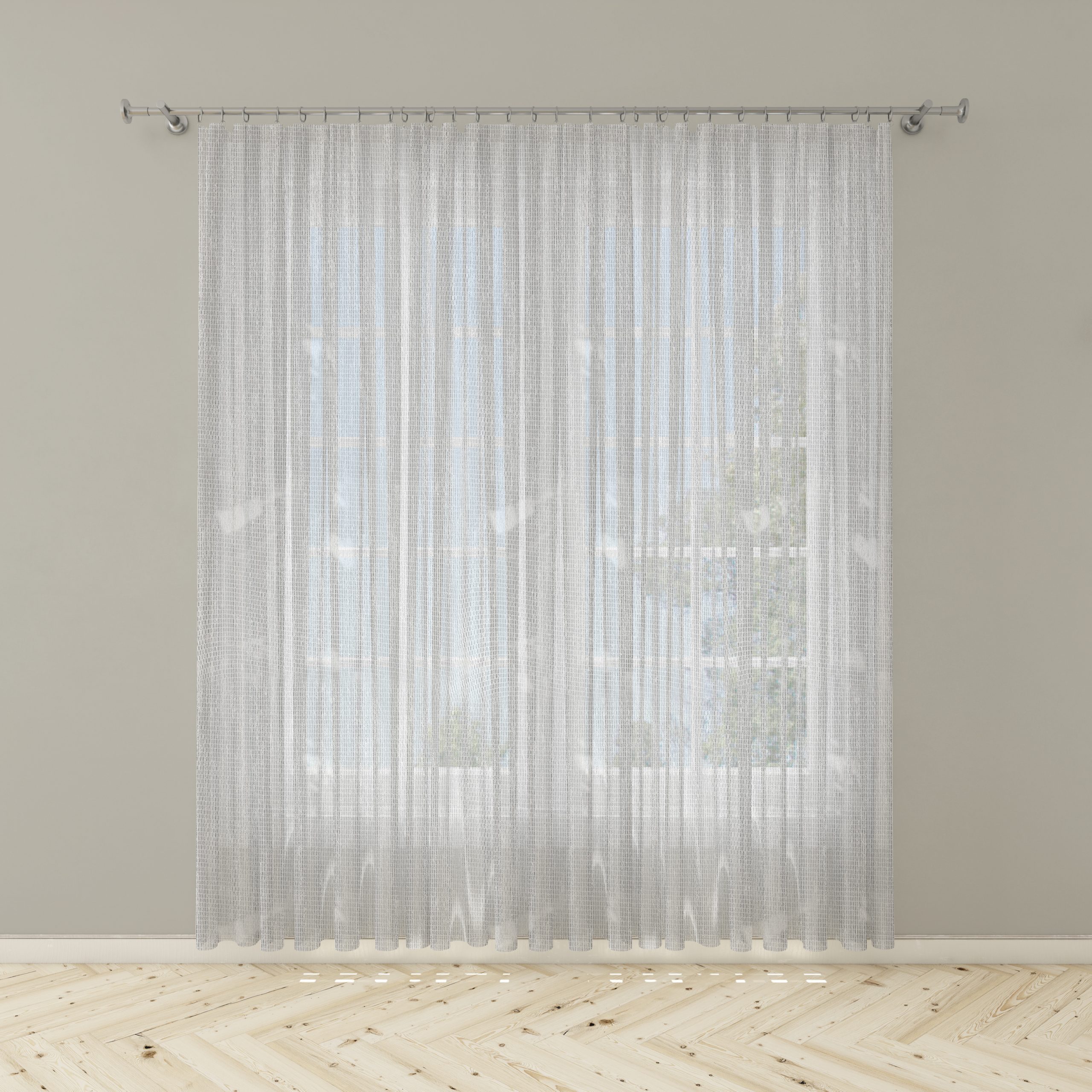 Ptextil - Тънко перде Масва в бял цвят, мрежесто, с перделък Тънко перде Масва в бял цвят, мрежесто, с перделък