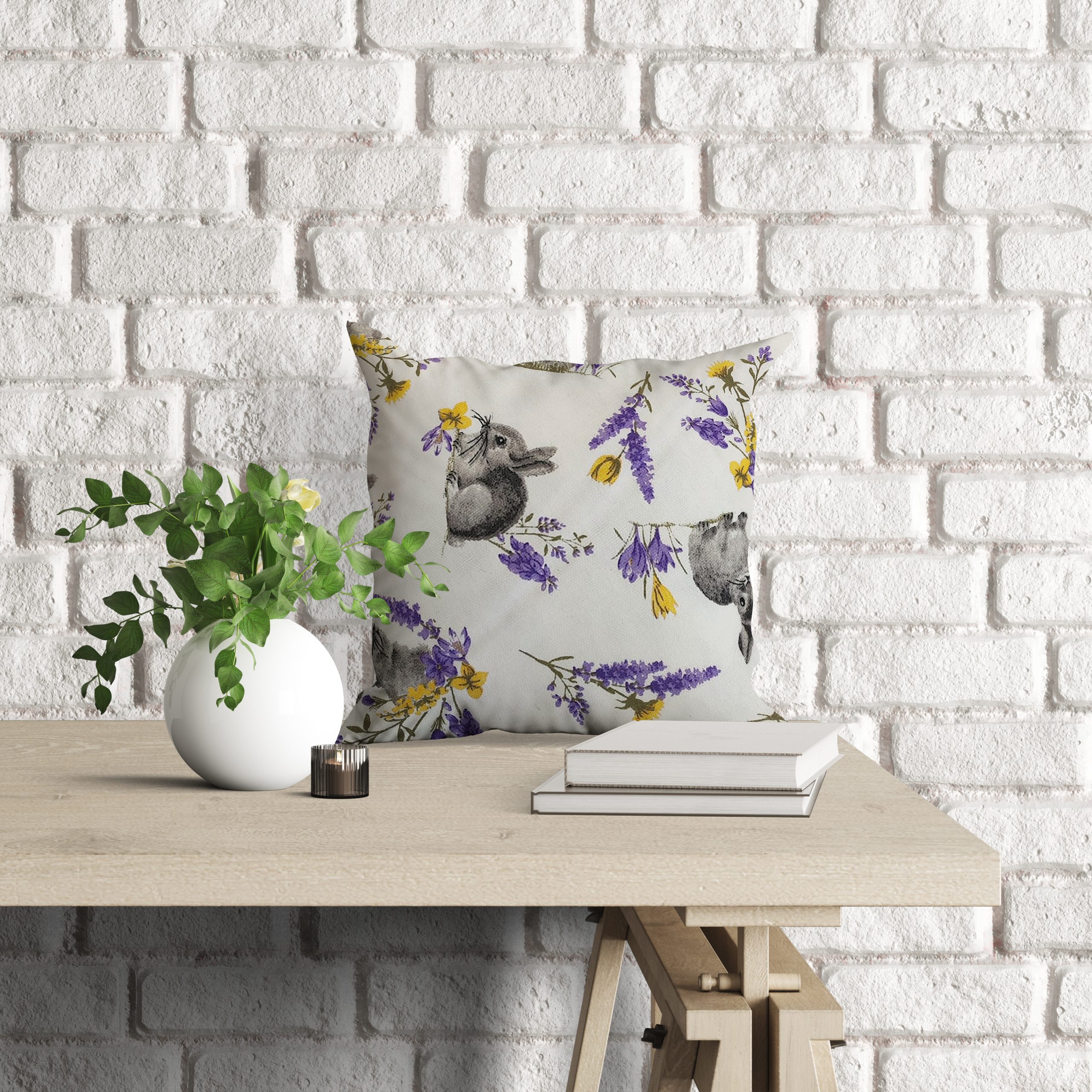 Ptextil - Декоративна калъфка Великденско зайче с лавандула, 45х45 см. Декоративна калъфка Великденско зайче с лавандула