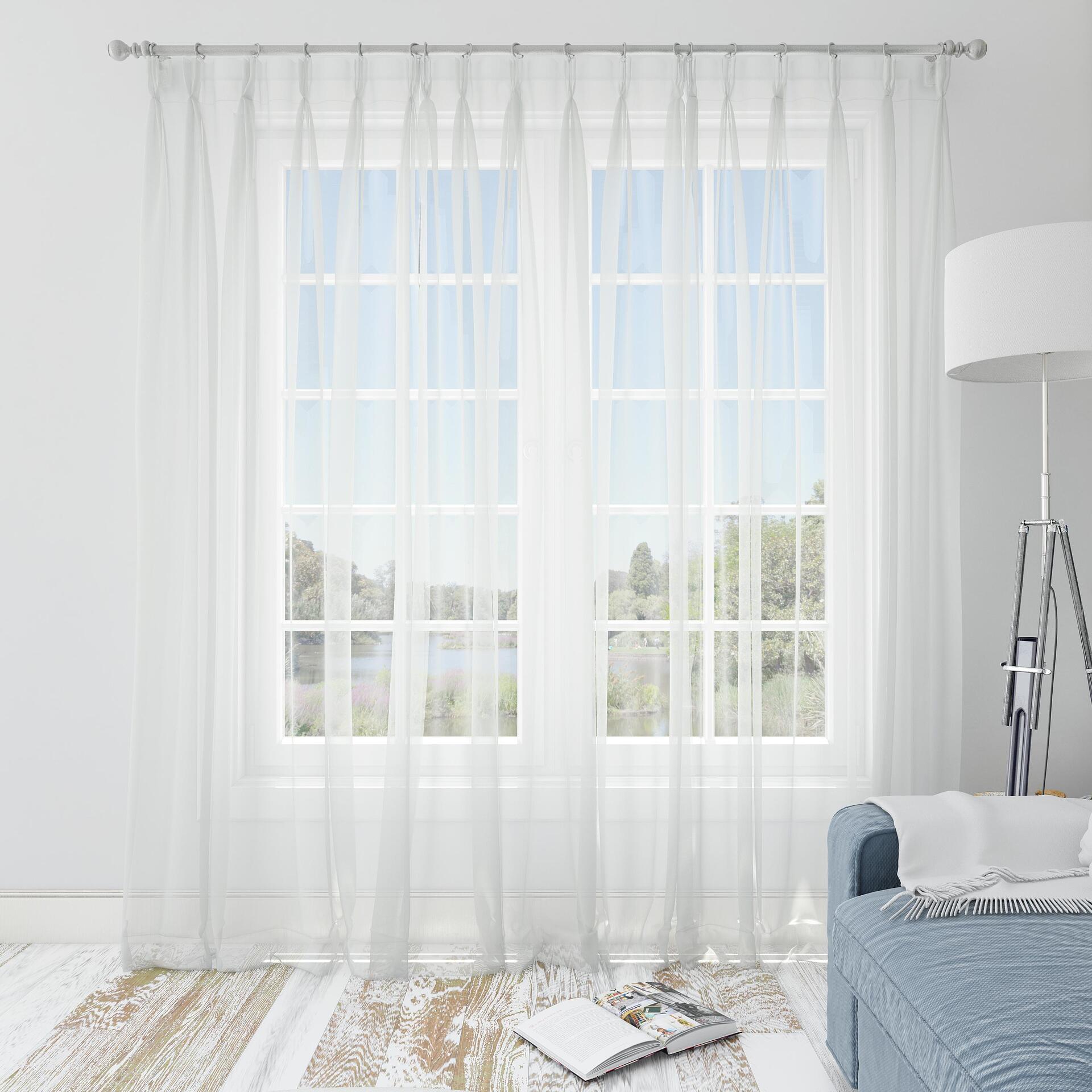 Ptextil - Тънко перде бял фин воал, с перделък Тънко перде бял фин воал, с перделък