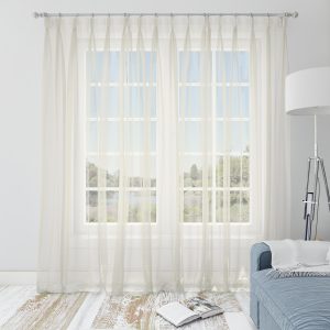 Тънко перде фин воал в цвят екрю, с перделък