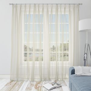 Тънко перде фин воал в бежов цвят, с перделък