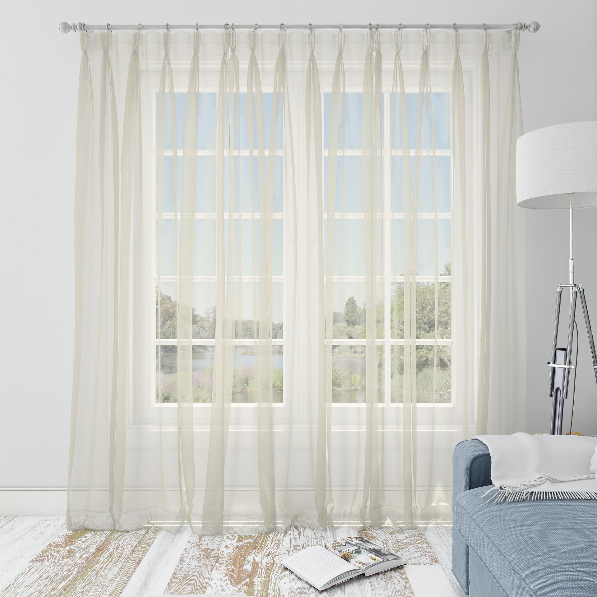 Ptextil - Тънко перде фин воал в бежов цвят, с перделък Тънко перде фин воал в бежов цвят, с перделък