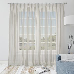 Тънко перде кафяв фин воал, с перделък