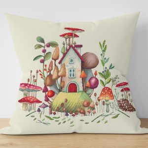 Жакардова декоративна калъфка Гъбена къща 45х45 см.