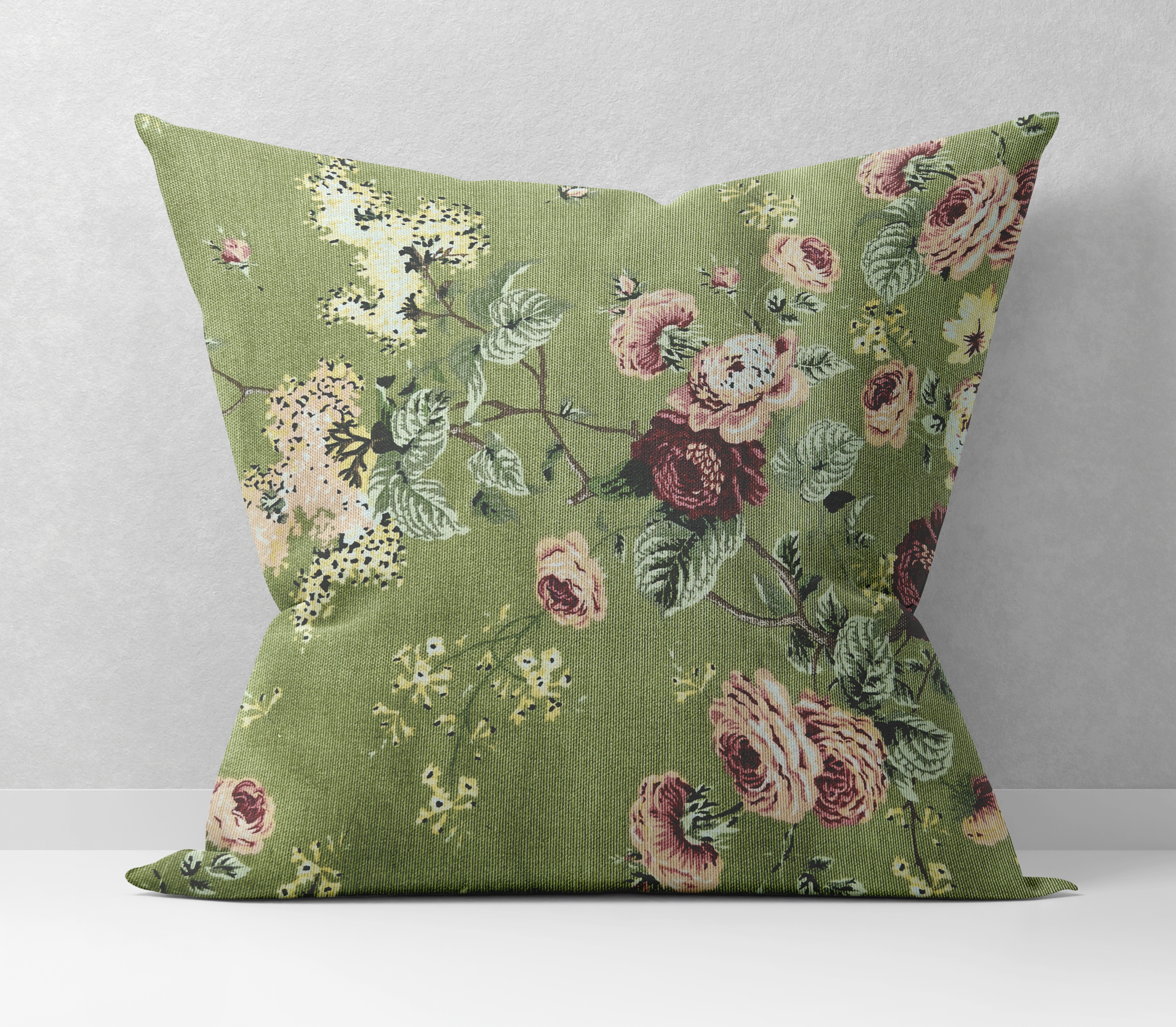 Ptextil - Декоративна калъфка Зелени Рози, 40х40 см. Декоративна калъфка Зелени Рози, 40х40 см.