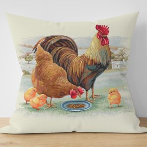 Жакардова декоративна калъфка Кокошчици 45х45 см.