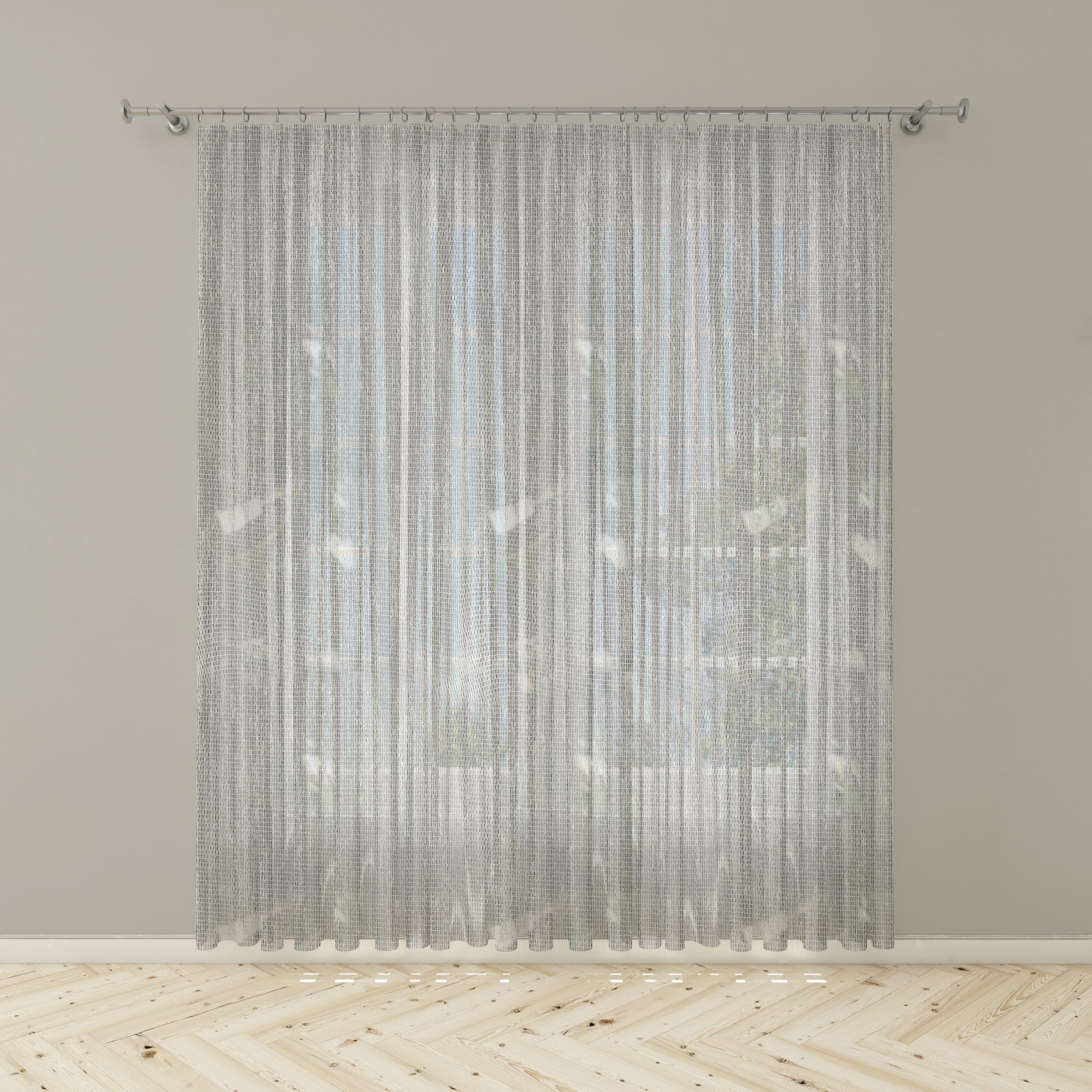 Ptextil - Тънко перде Масва в сив цвят, мрежесто, с перделък Тънко перде Масва в сив цвят, мрежесто, с перделък