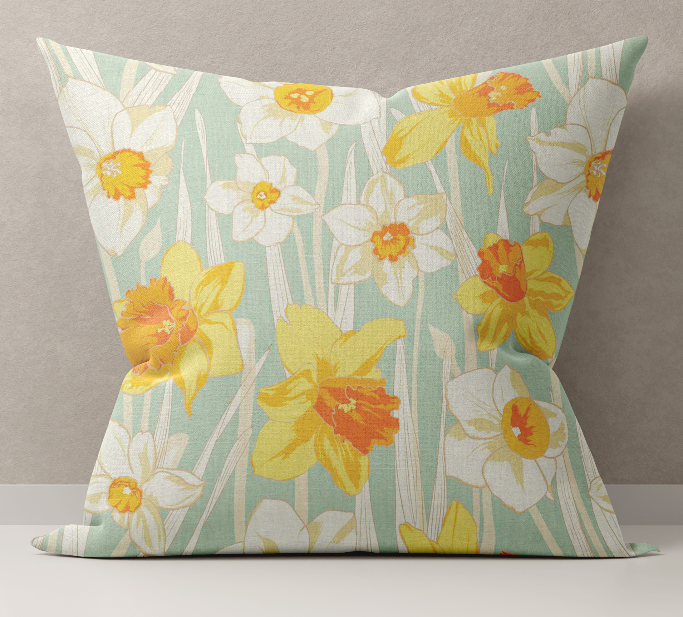 Ptextil - Декоративна калъфка Нарциси, в размер 45х45 см. Декоративна калъфка Нарциси