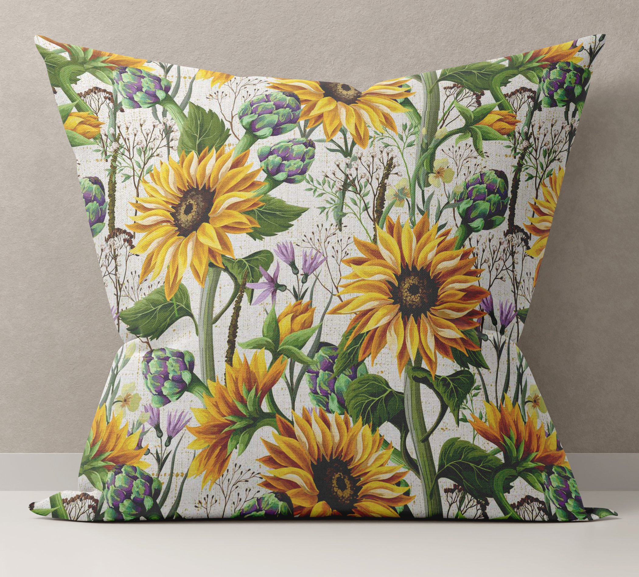 Ptextil - Декоративна калъфка Слънчогледи, 45х45 см. Декоративна калъфка Слънчогледи