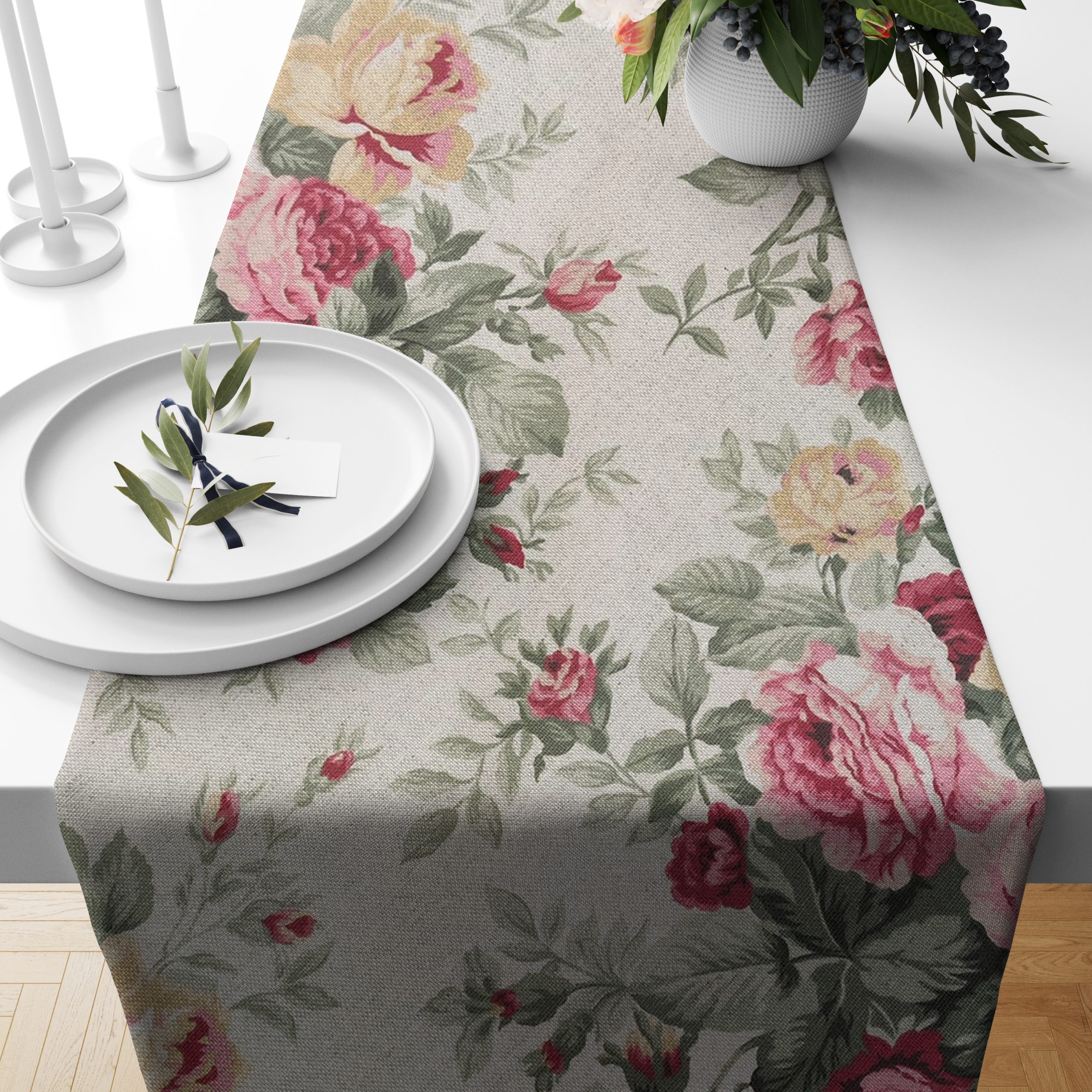 Ptextil - Тишлайфер Изискани Розови рози, в размер 40/140 см. Тишлайфер Изискани Розови рози, в размер 40/140 см.