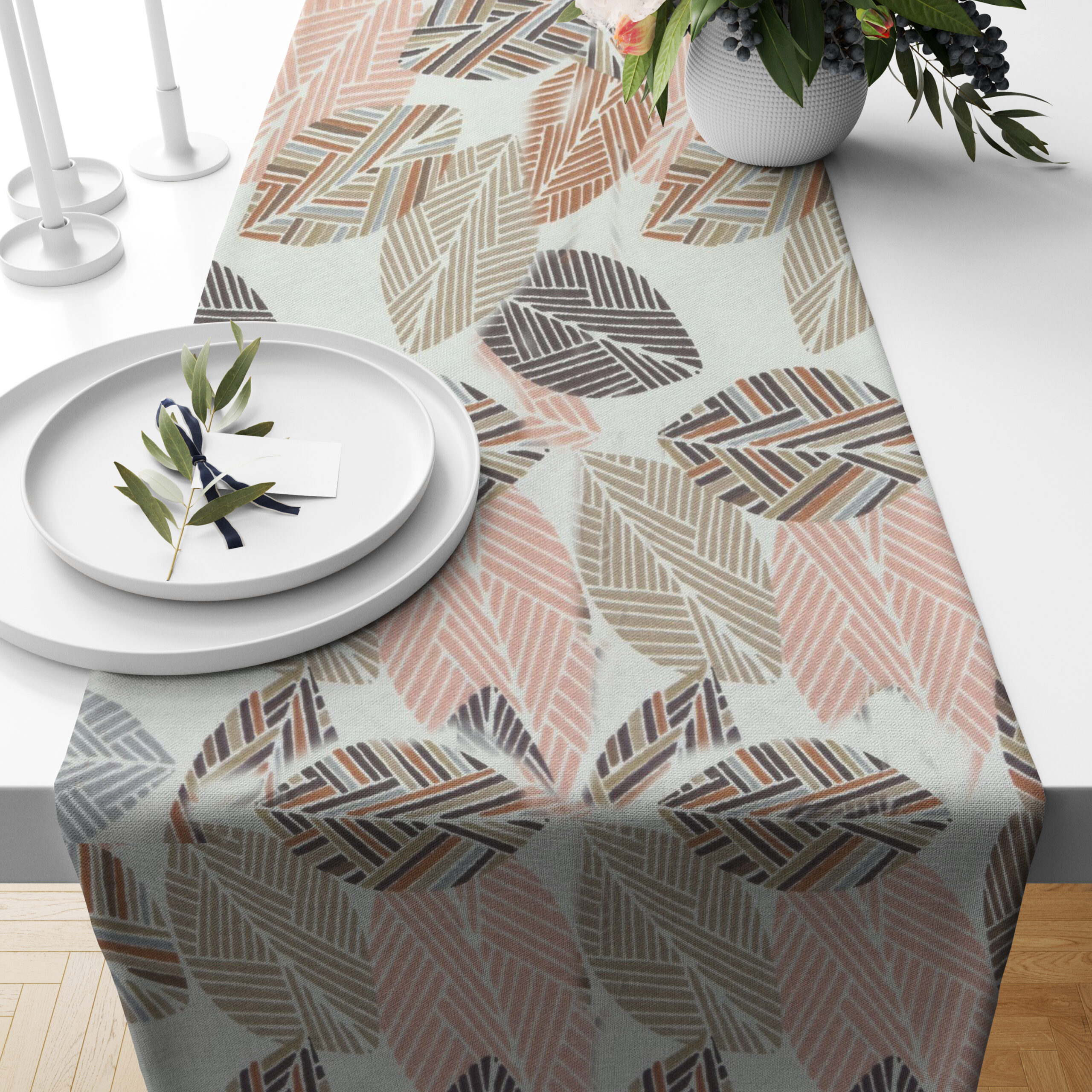 Ptextil - Хидрофобиран тишлайфер "Бежови листа" Хидрофобиран тишлайфер "Бежови листа"