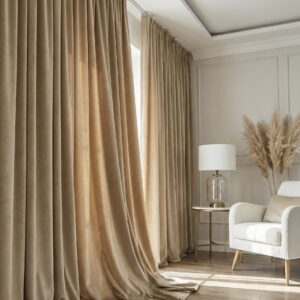 велурени завеси цвят пясъчен беж