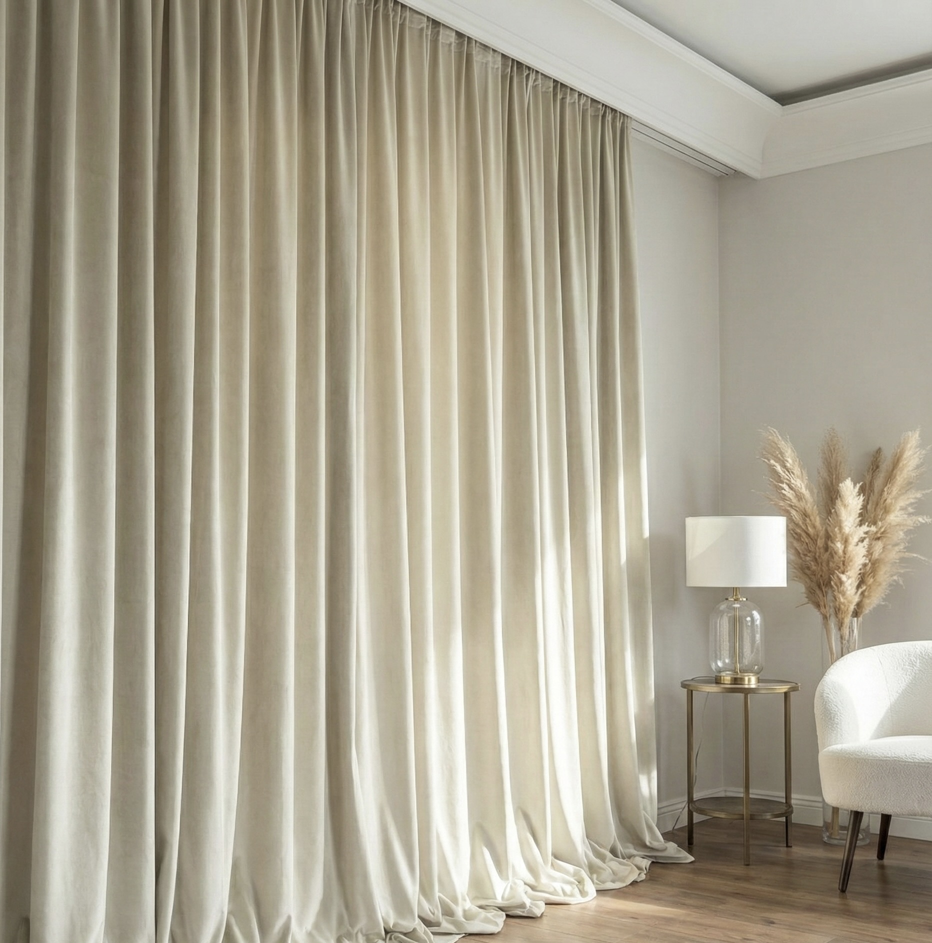 Ptextil - Плътна велурена завеса - светъл екрю Плътна велурена завеса - светъл екрю