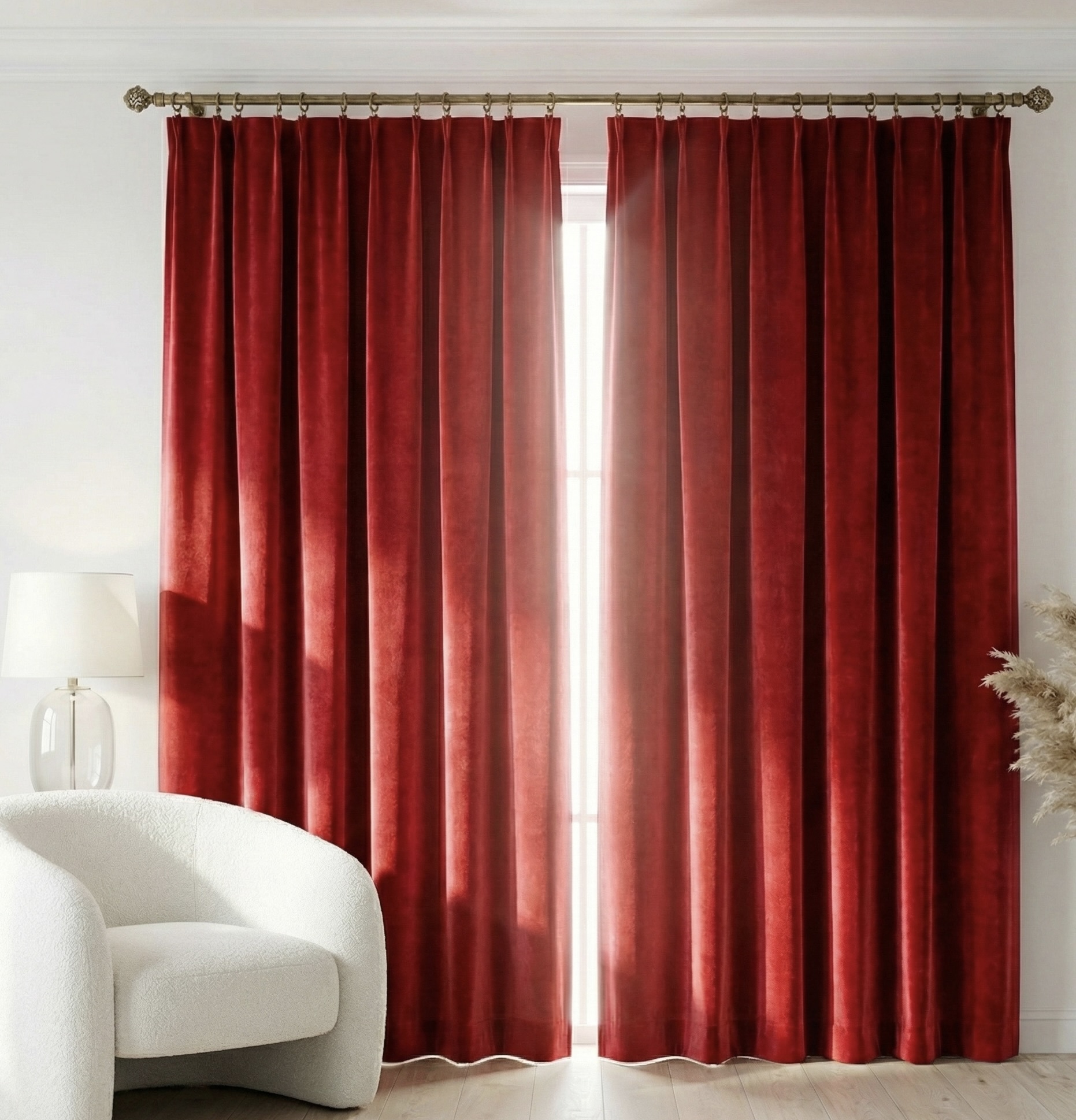 Ptextil - Плътна велурена завеса - Червена 023 Плътна велурена завеса - Червена 023 - Image 2