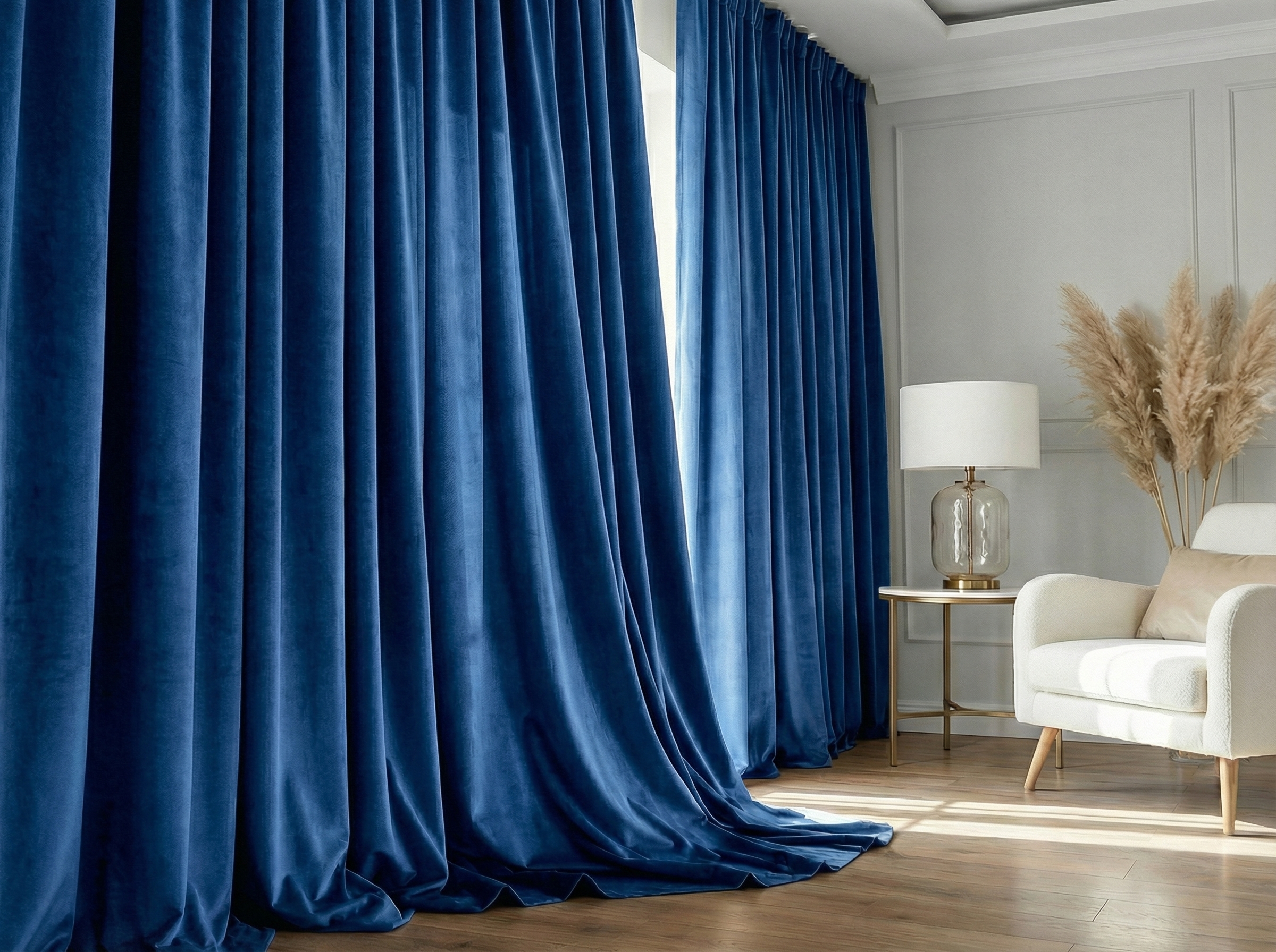 Ptextil - Плътна велурена завеса - синьо 019 велурена завеса в син цвят