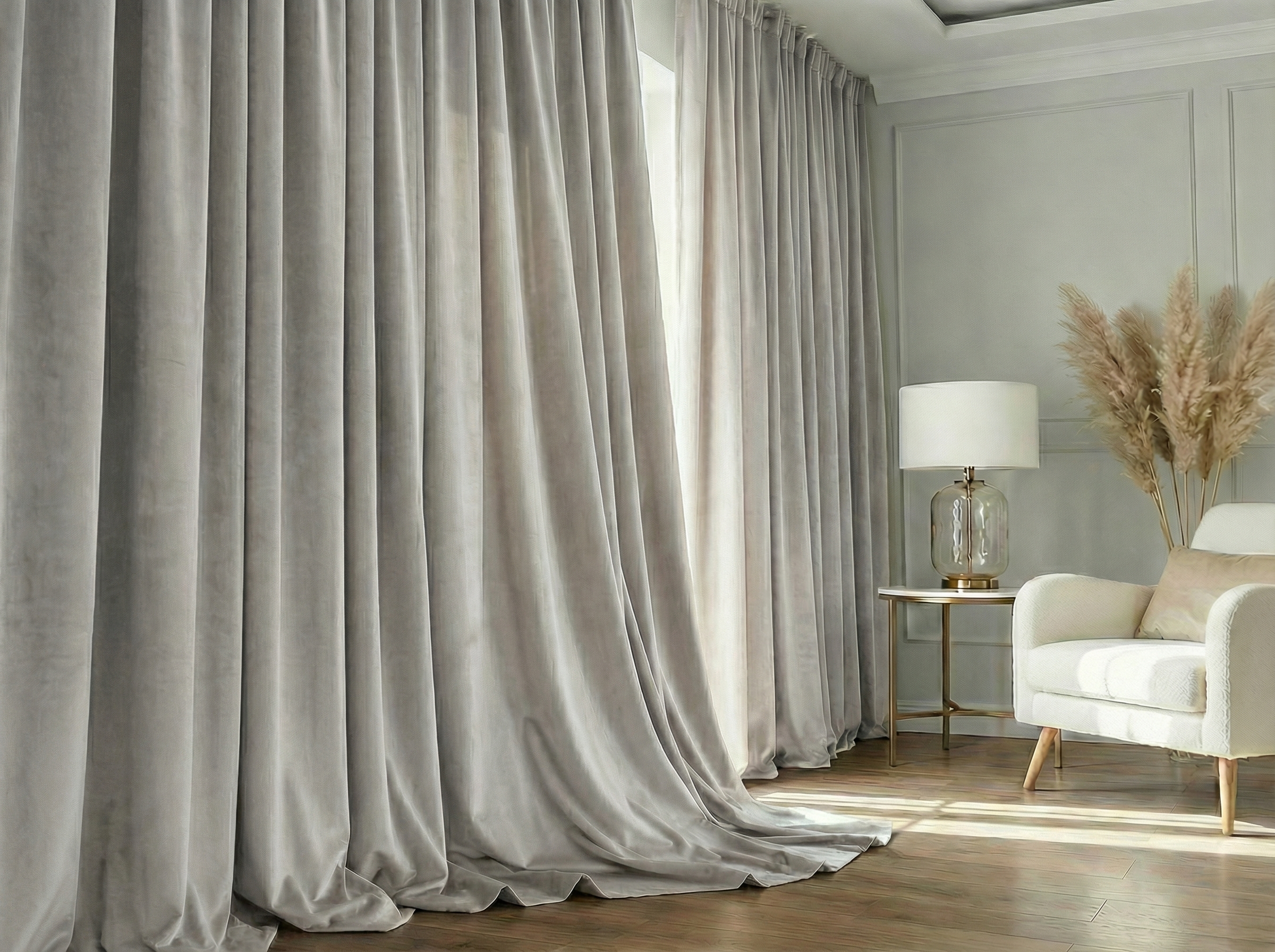 Ptextil - Плътна велурена завеса - сив 029 велурена завеса в сив цвят