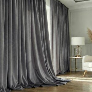 Плътна велурена завеса - тъмно сив 024
