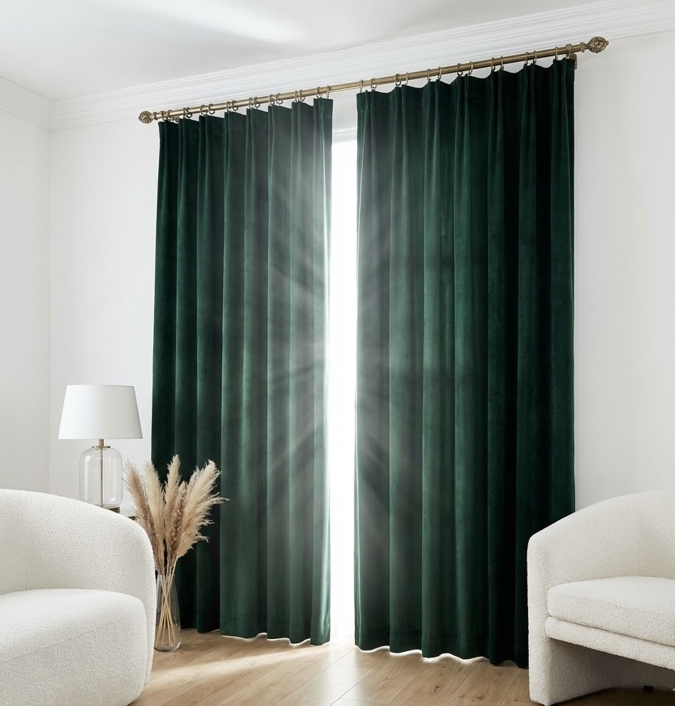 Ptextil - Плътна велурена завеса - Зелена 030 Плътна велурена завеса - Зелена 030 - Image 2